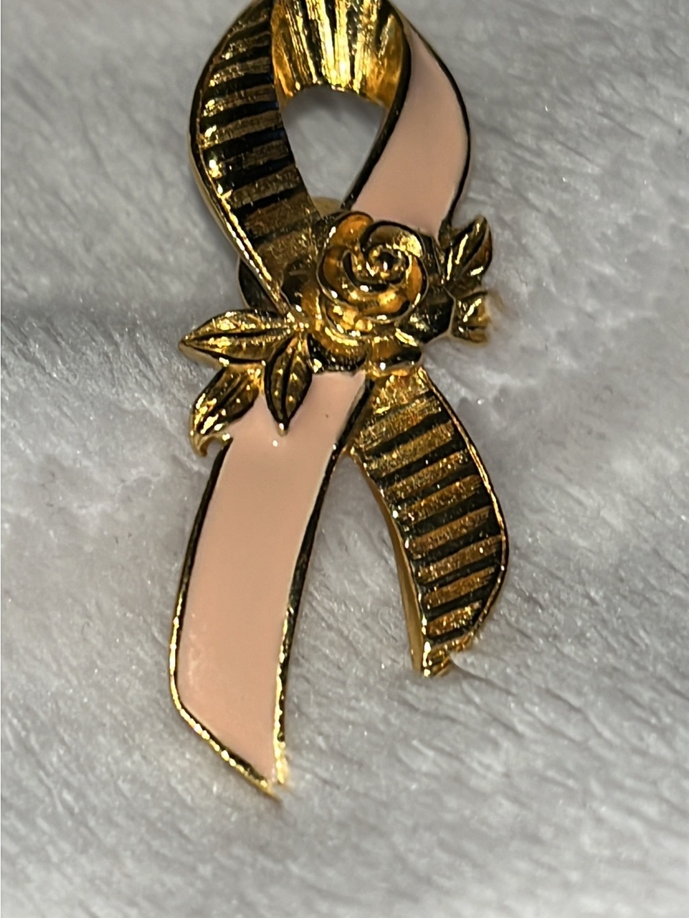 Avon Pink Ribbon Floral Gold-Tone Awareness Brooch. Like new never worn..